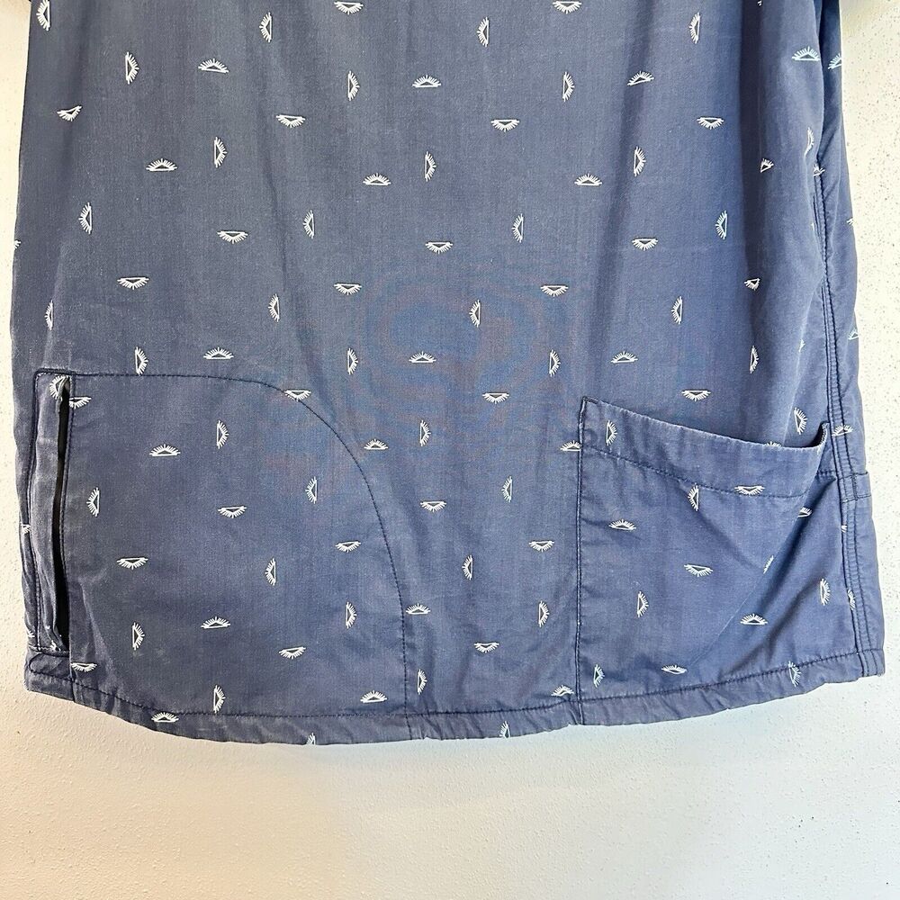 California Cowboy High Water Fleece Lined Short Sleeve Button Shirt Blue Print L - Picture 8 of 16